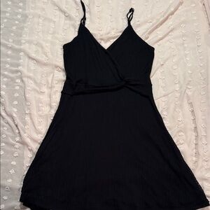 Express Elegant Black Wrap Mini Dress